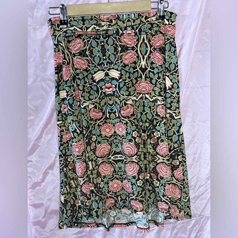 LuLaRoe Pink and Green Floral Pencil Skirt